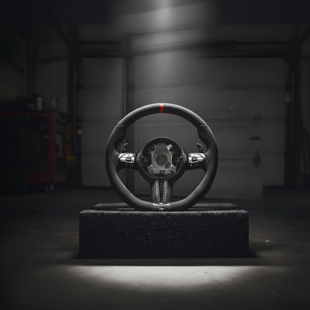 M3-Volant pour BMW cuir, alcantara et fibre de carbone + repère central rouge
