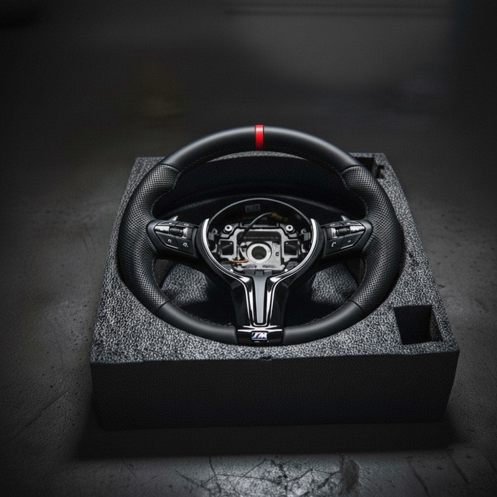 M5-Volant pour BMW M PERFORMANCE cuir perforé + repère central rouge