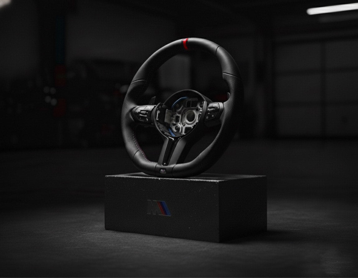 M5-Volant pour BMW M PERFORMANCE cuir perforé + repère central rouge
