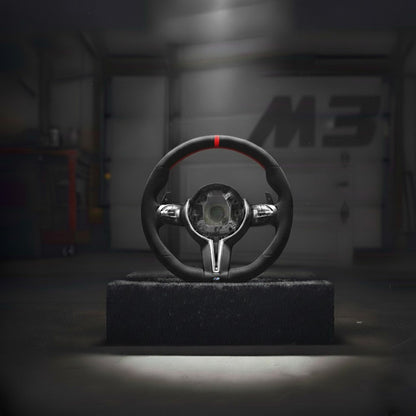 M3-Volant pour BMW cuir et alcantara + repère central rouge