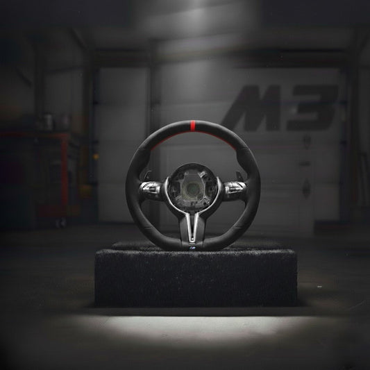 M3-Volant pour BMW cuir et alcantara + repère central rouge
