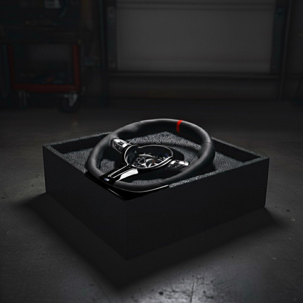 M5-Volant pour BMW M PERFORMANCE cuir perforé + repère central rouge