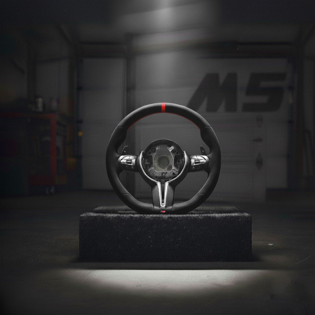 M5-Volant pour BMW cuir et alcantara + repère central rouge