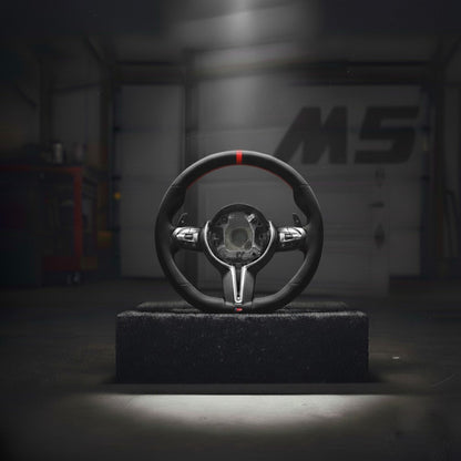 M5-Volant pour BMW cuir et alcantara + repère central rouge