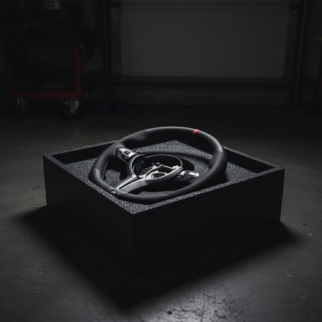 M3-Volant pour BMW cuir et alcantara + repère central rouge