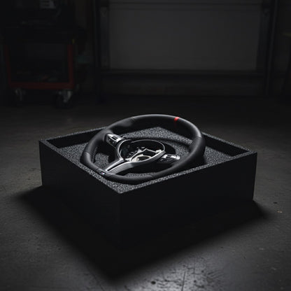 M3-Volant pour BMW cuir et alcantara + repère central rouge