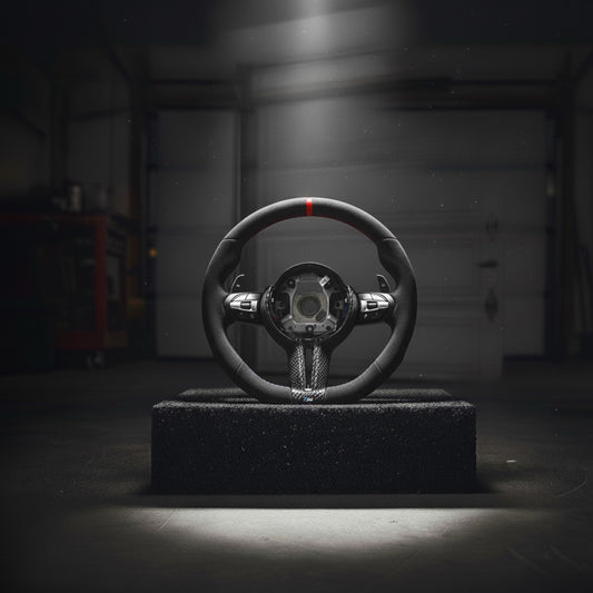 M3-Volant pour BMW cuir, alcantara et fibre de carbone + repère central rouge