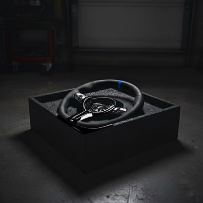 M3-Volant pour BMW M PERFORMANCE cuir perforé + repère central bleu