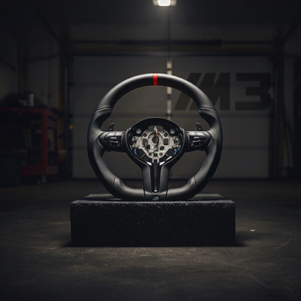 M3-Volant pour BMW M PERFORMANCE cuir perforé + repère central rouge