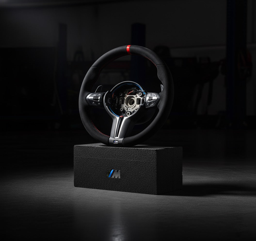 M3-Volant pour BMW cuir et alcantara + repère central rouge