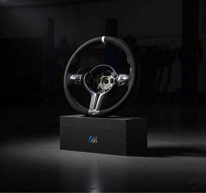 M5-Volant pour BMW cuir et alcantara + repère central blanc